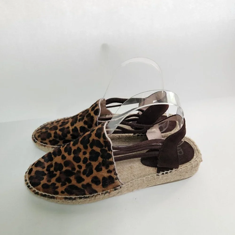 Picon Made In Spain Leopard Print Leather Espardrilles Size 8